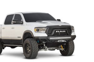 Ram Rebel 1500 Bumper - Front - Addictive Desert Designs - Stealth Fighter - Hammer Black with Satin Black panels - `19-`27